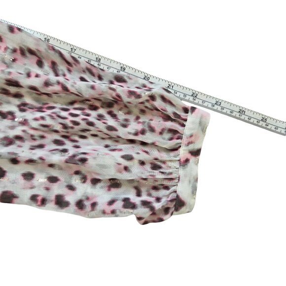 Talbots Leopard Print Blouse Womens Large Pink Transitional Top Animal Print - Picture 10 of 10
